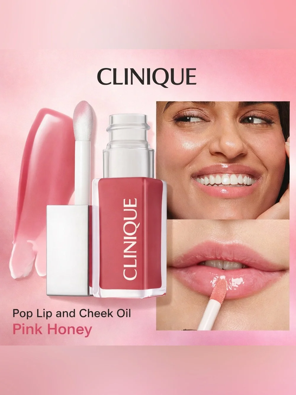 NEW✅ Clinique Pop Lip & Cheek Oil • Pink Honey • Glossy Hydrating Tint